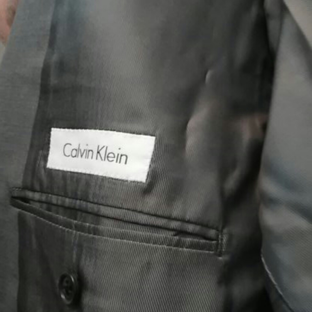 Calvin Klein Solid Mid Gray Worsted Wool Suit 44r - image 3